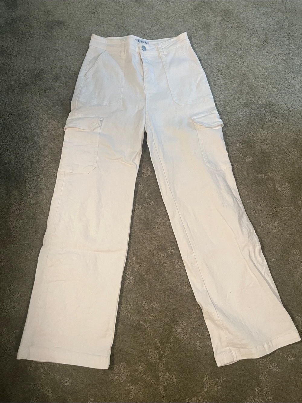 Ettelo White Cargo Denim Pants
